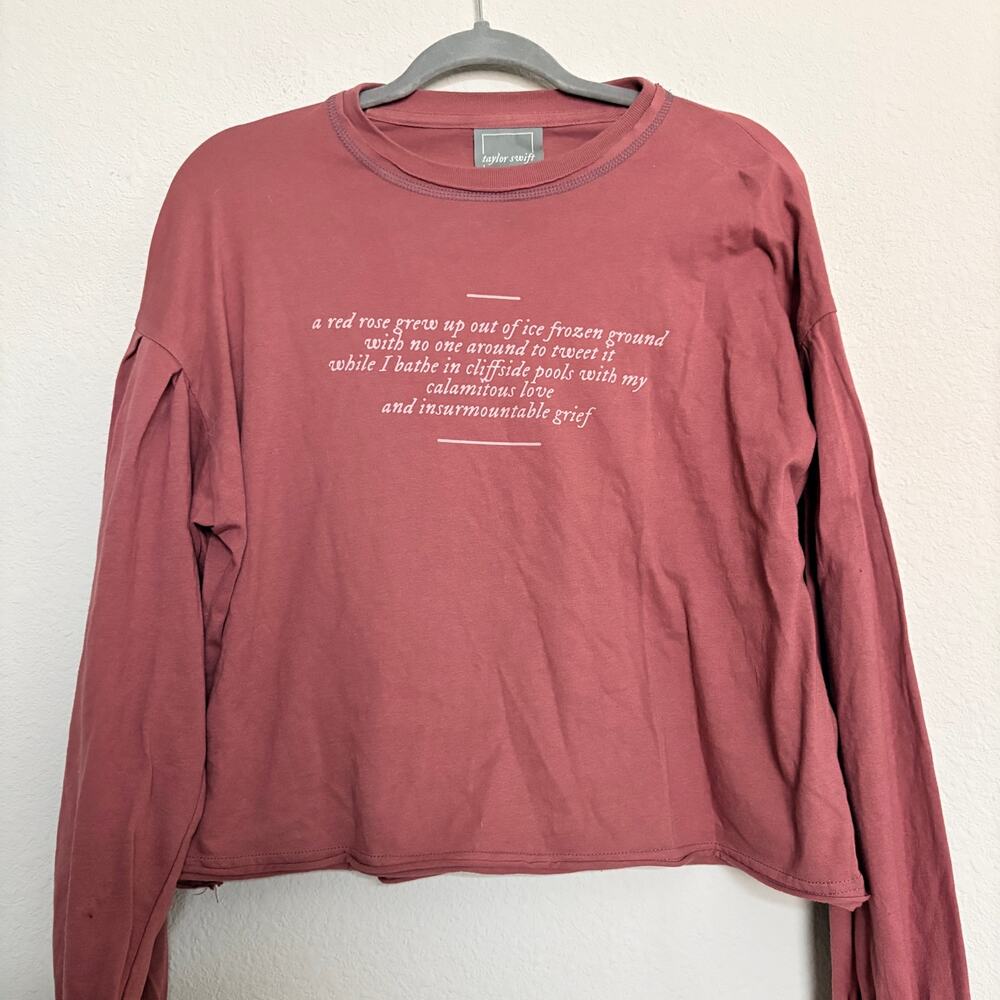 Taylor Swift The Lakes Folklore Lyric Long Sleeve Shirt S Rare Mauve Swifty